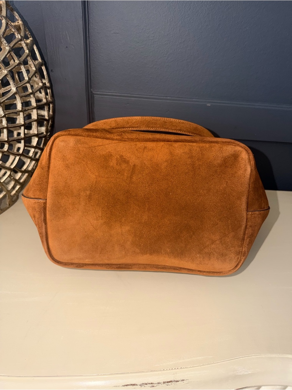 Coach Kisslock Frame Bag 27 Warm Brown Suede Brass NWT - Picture 8 of 15